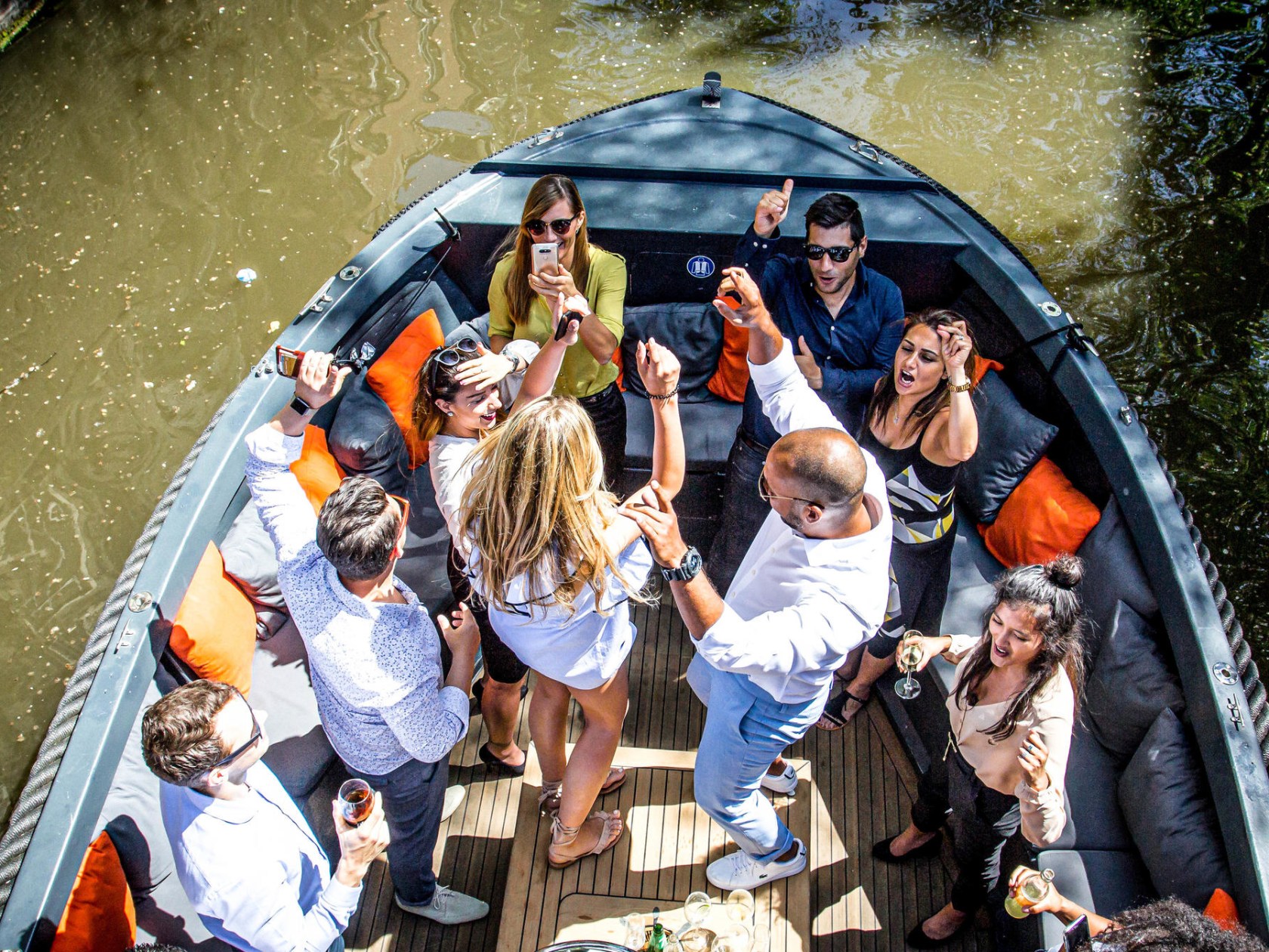 a group of people on a boat